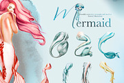 Hand-Painted Mermaid Clipart Set, a Person Illustration by ArtCreationsDesign (Thumbnail 19 of 24)