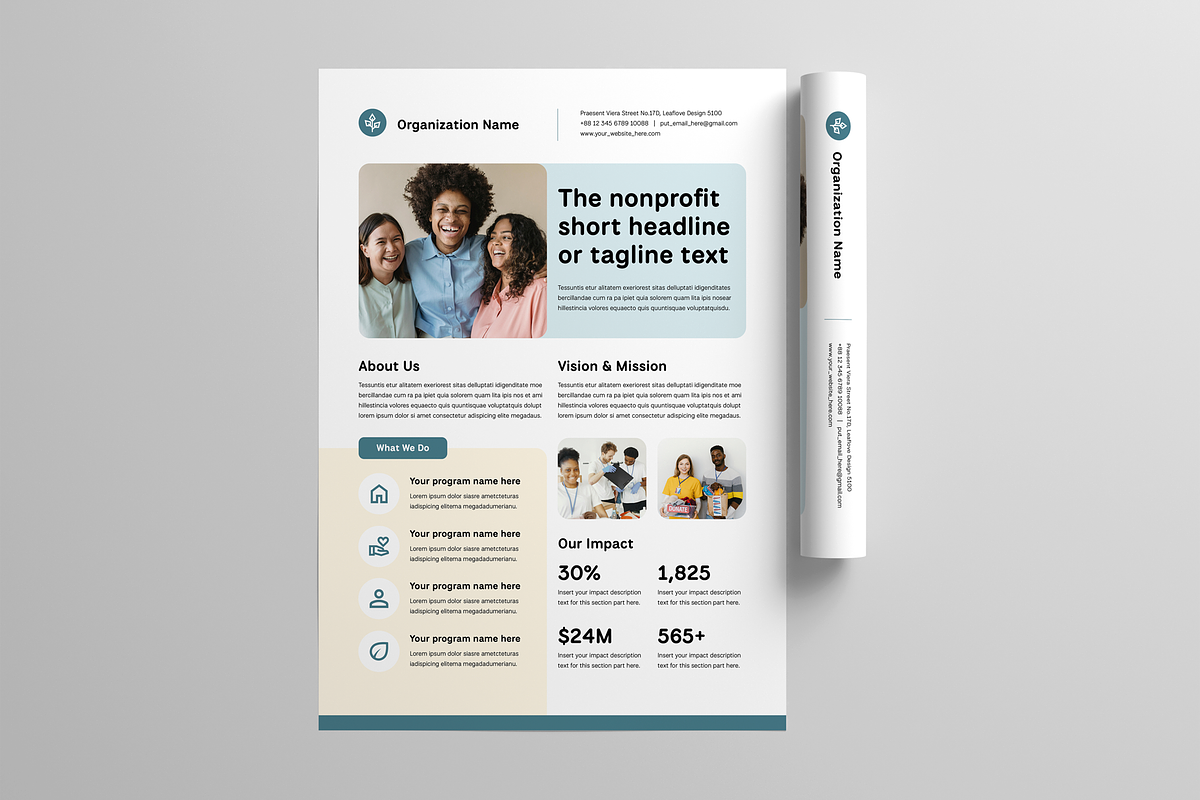 Nonprofit One Pager Template, a Flyer Template by Leaflove (Photo 4 of 6)