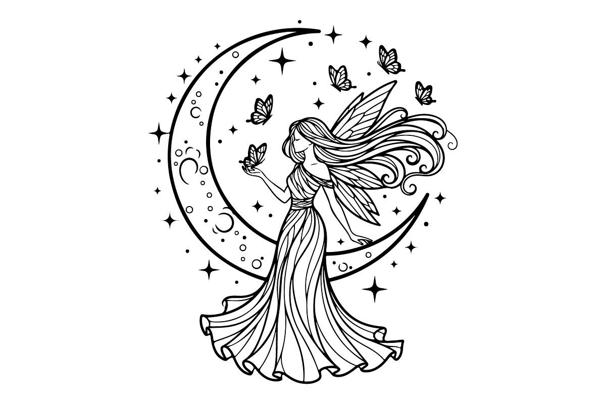 Fairy Moon Butterfly Silhouette, an Object Illustration by Gaye Art (Photo 26 of 31)