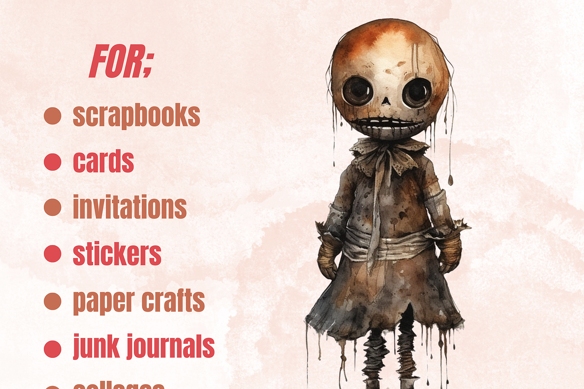 Halloween Spooky Dolls Clipart, an Illustration by GiraffeCreative (Photo 3 of 9)