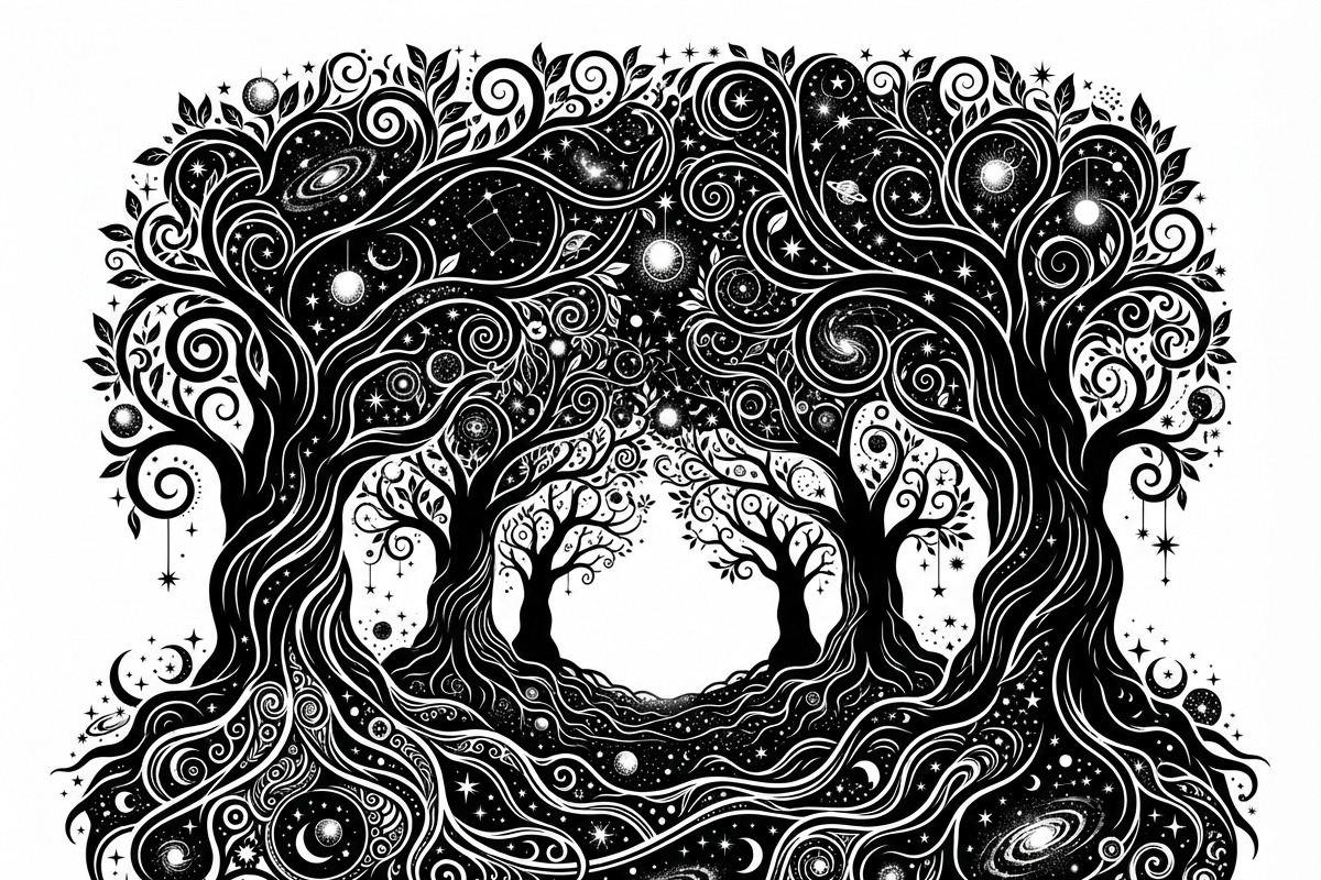 50 Mystical Galaxy Forest Silhouette, a Technology Illustration by Amazin_art (Photo 17 of 41)