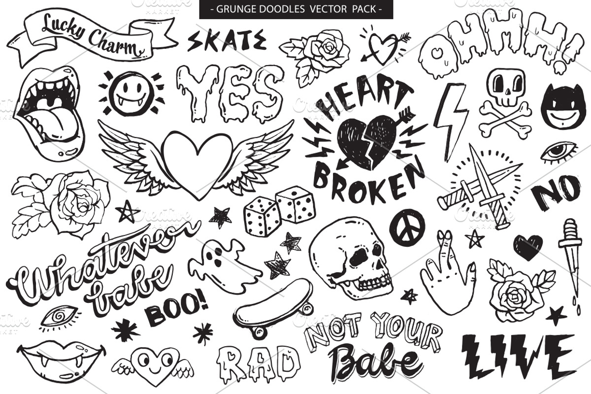 Grunge Graffiti Doodles Vector Pack, a Decorative Illustration by Lindy_doodle (Photo 8 of 13)
