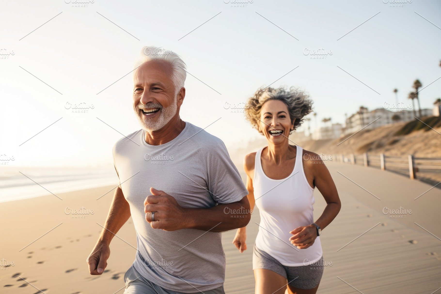 Cheerful senior couple jogging on th, a Photo by Iftikhar Alam