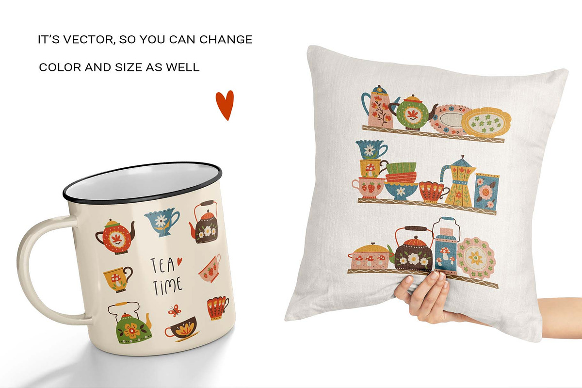 Retro Kitchen Tea & Coffee Clipart, a Food Illustration by Irina Ostapenko (Photo 6 of 9)