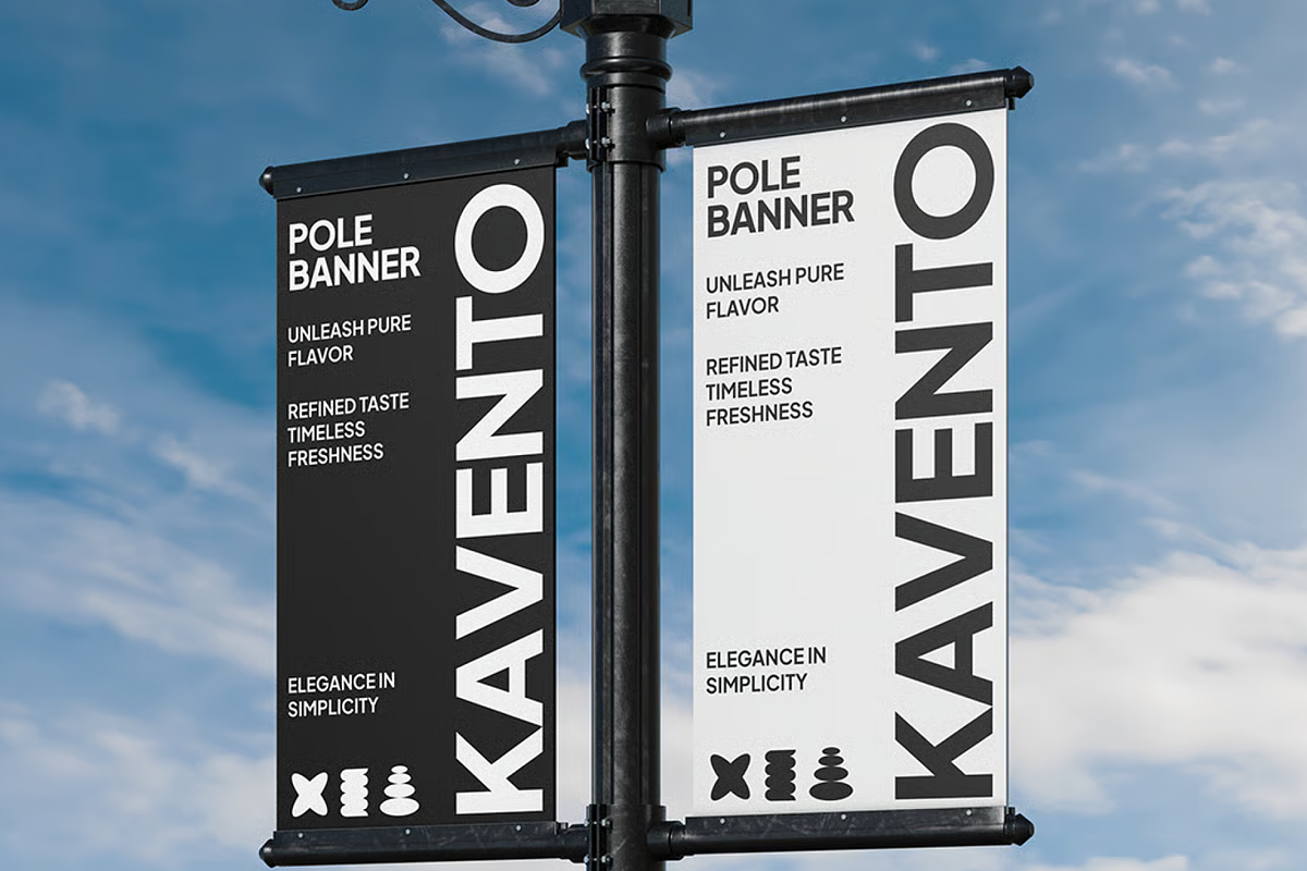 Event Pole Banner Double Mockup, an Advertising Mockup by graphicsauce