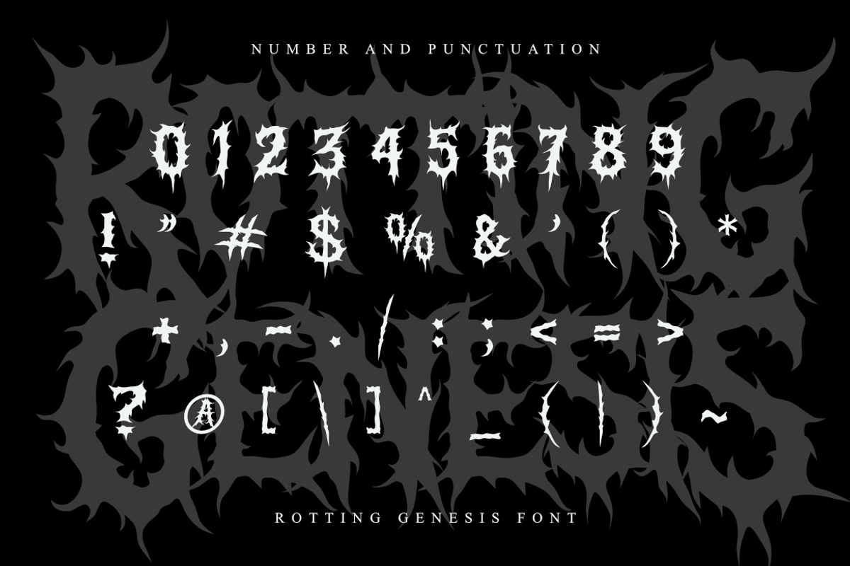 Rotting Genesis | Brutal Death Metal, a Symbol Font by Masyafi Studio (Photo 4 of 9)