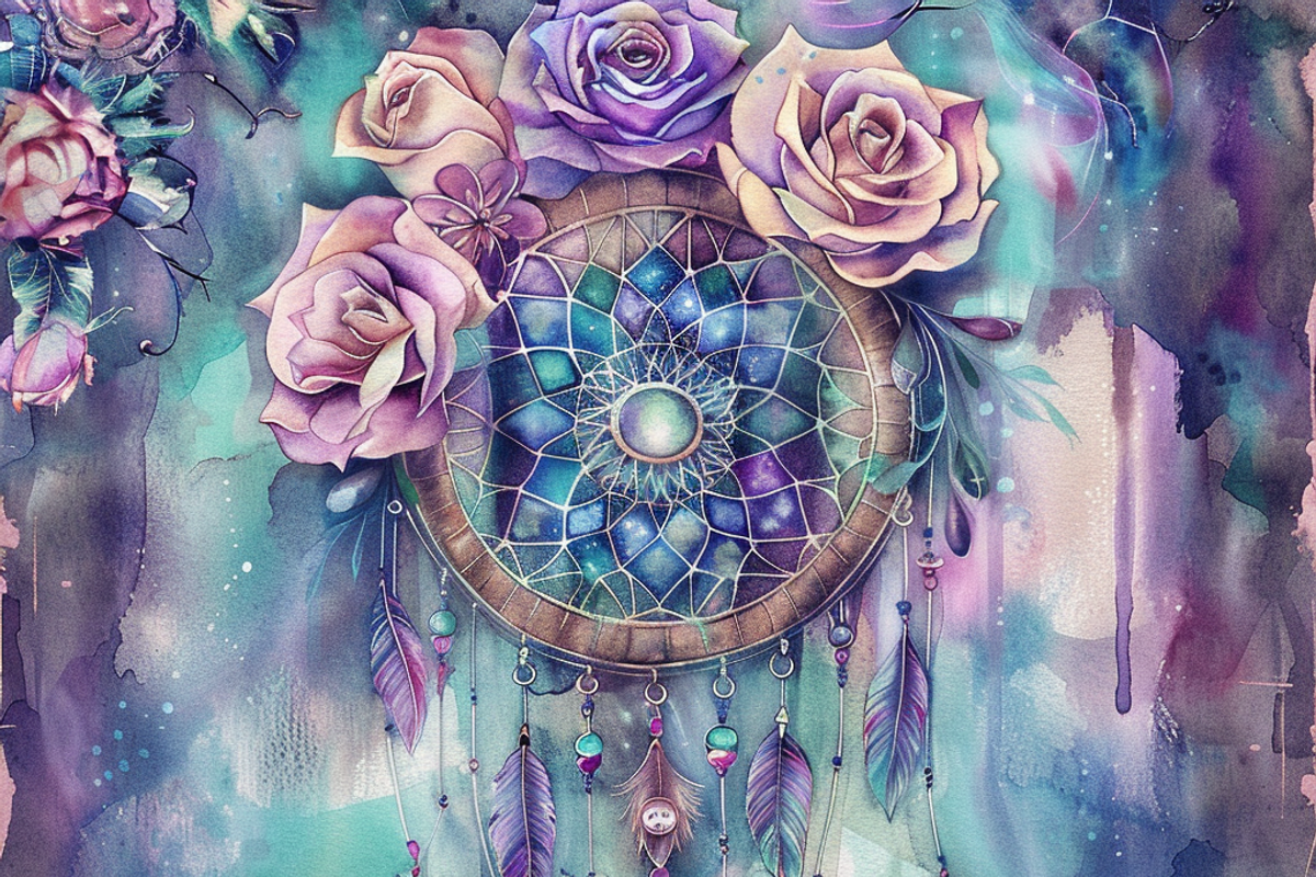 Watercolor Boho Dreamcatcher, a Background Graphic by Printable Treasure (Photo 4 of 4)