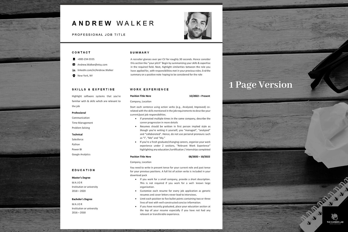 Resume/CV with Photo template, a Resume Template by The Career Lab (Photo 3 of 10)