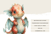 Watercolor Cute Dino Clipart, an Animal Illustration by Design Scotch (Thumbnail 8 of 9)