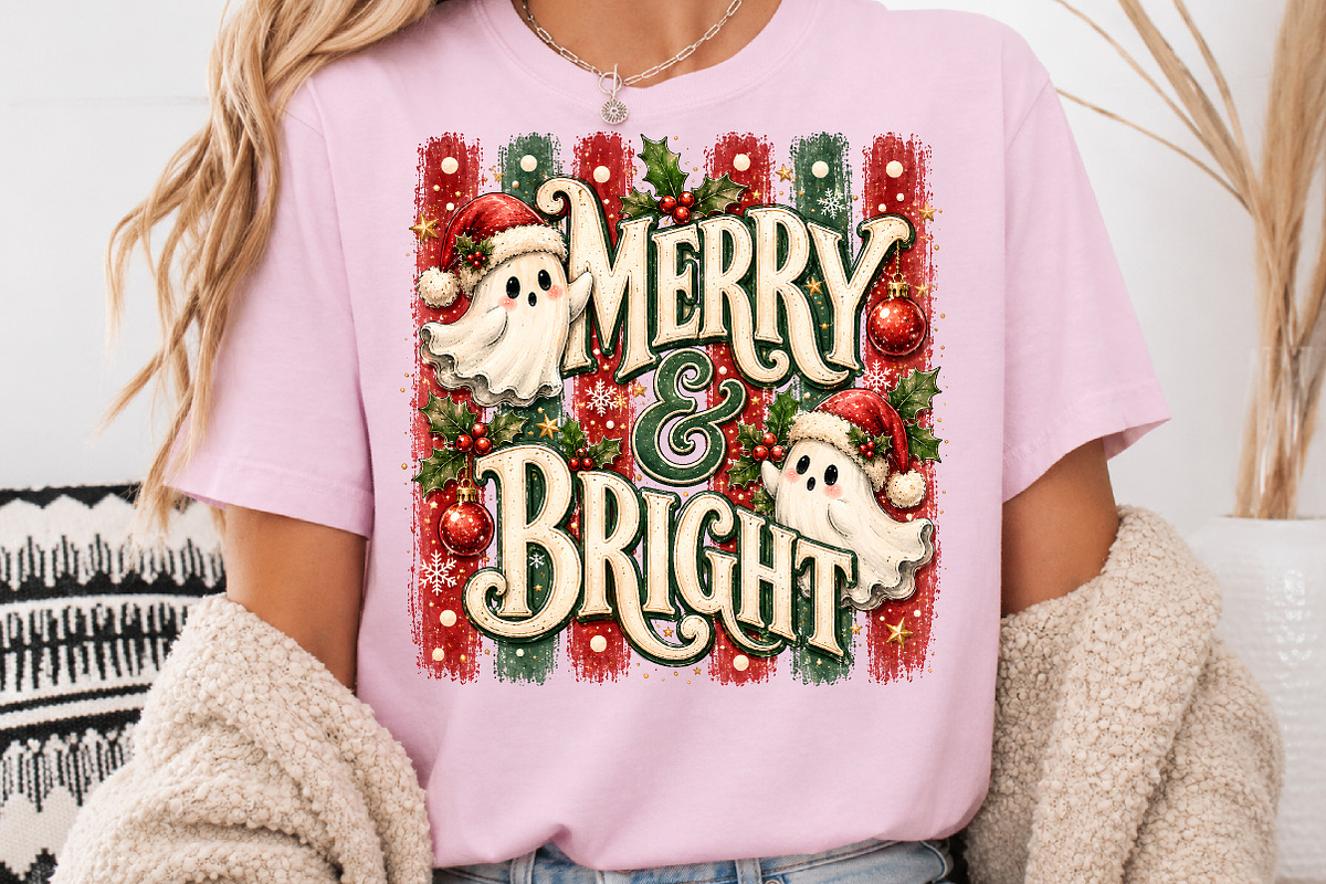 Merry & Bright Ghost Christmas PNG, a Seasonal Illustration by Rose Art (Photo 3 of 4)