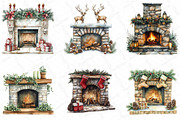 Watercolor Christmas Fireplace Clipa, an Illustration by DreamPrint404 (Thumbnail 4 of 5)