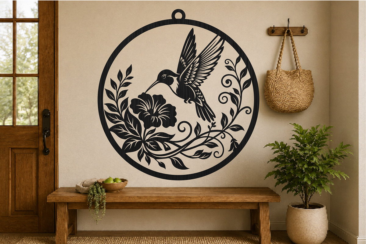Hummingbird Floral Laser Cut SVG, an Object Graphic by DreamCafeArt (Photo 2 of 3)