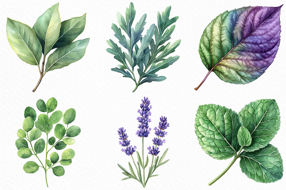 Watercolor Herbal Clipart Bundle, an Illustration by Craft Nest (Photo 2 of 6)