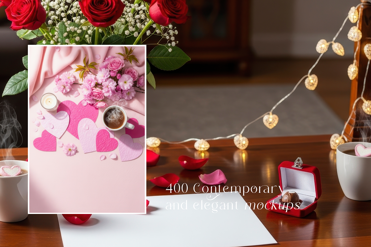 Valentine Aesthetic Desk Scene 400, a Packaging Mockup by KennedyStudio (Photo 9 of 11)