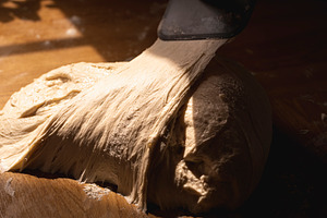 Fermented sourdough on the kitchen c