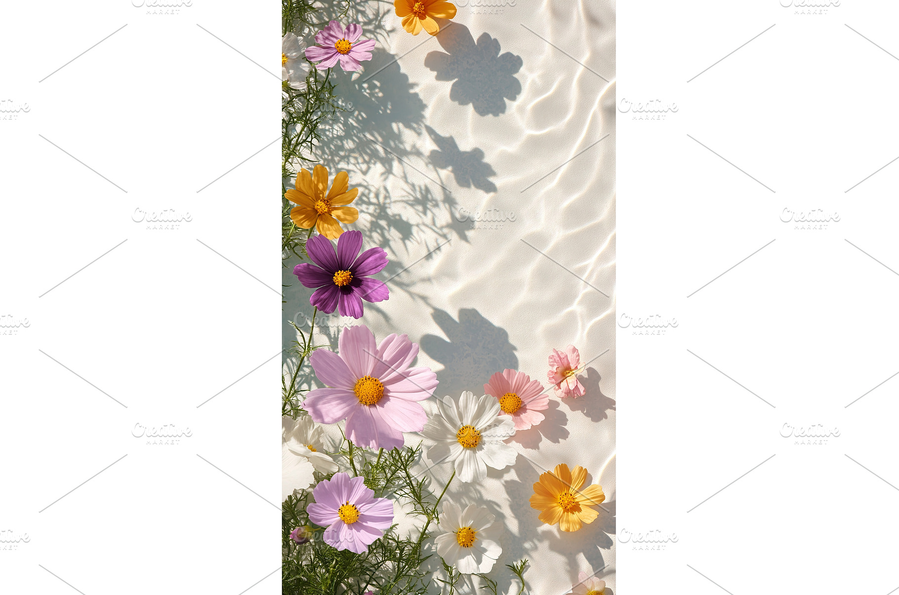 Vibrant wildflowers casting shadows, an Abstract Photo by Lermont51