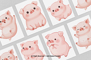 15 Bundle Watercolor Chubby Pig Pink, an Animal Illustration by Morspective (Thumbnail 3 of 8)