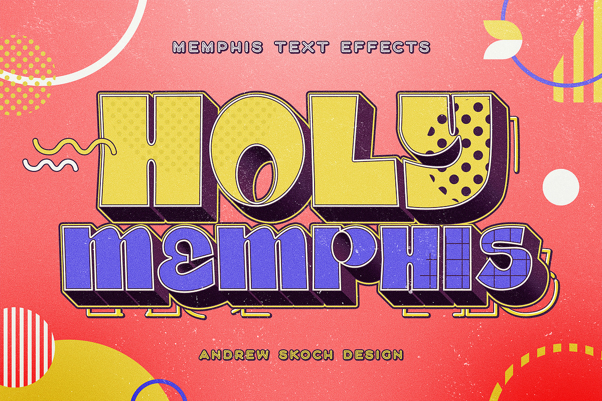 Memphis Text Effects, a Layer Style Add-On by Andrew Skoch Design (Photo 6 of 9)