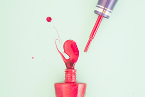 Spilled nail paint bottle