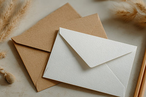 Elegant envelopes on a table, a Photo by Beautiful things