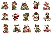 Cute Christmas Characters Clipart, an Illustration by designcity5 (Thumbnail 2 of 5)