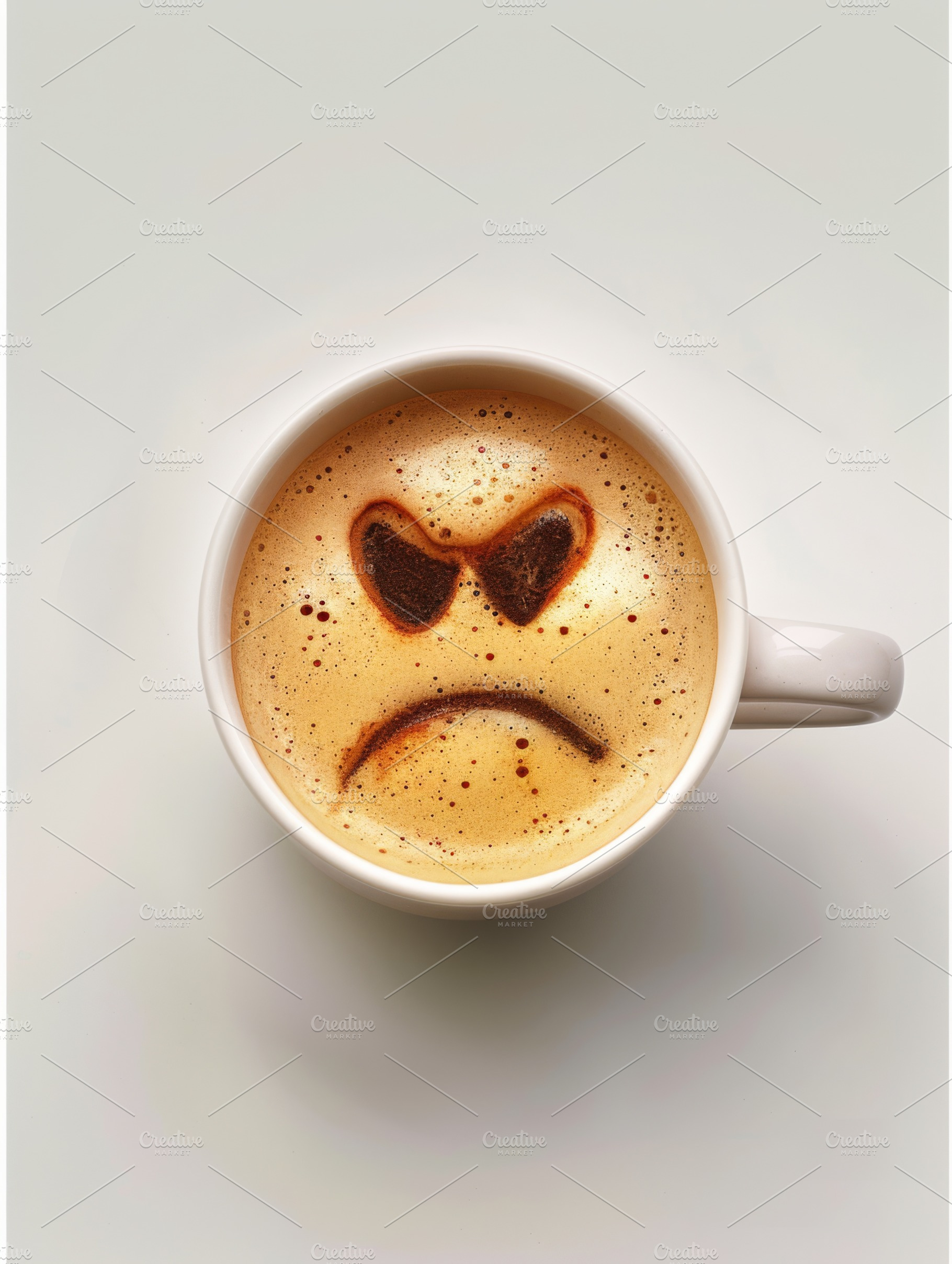 Sad coffee foam, a Food & Drink Photo by Handmadefont