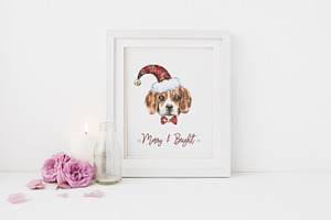 Christmas Watercolor Beagle Cards