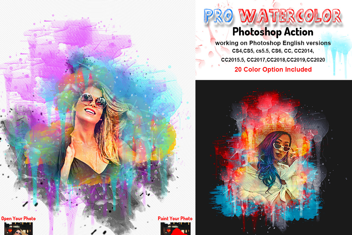 Pro Watercolor Photoshop Action, an Action Add-On by Studio Retouch