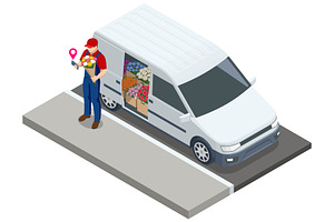 Flower courier with smartphone and
