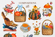 Watercolor Autumn Harvest Clipart, a Seasonal Illustration by DiashaArt (Thumbnail 5 of 17)