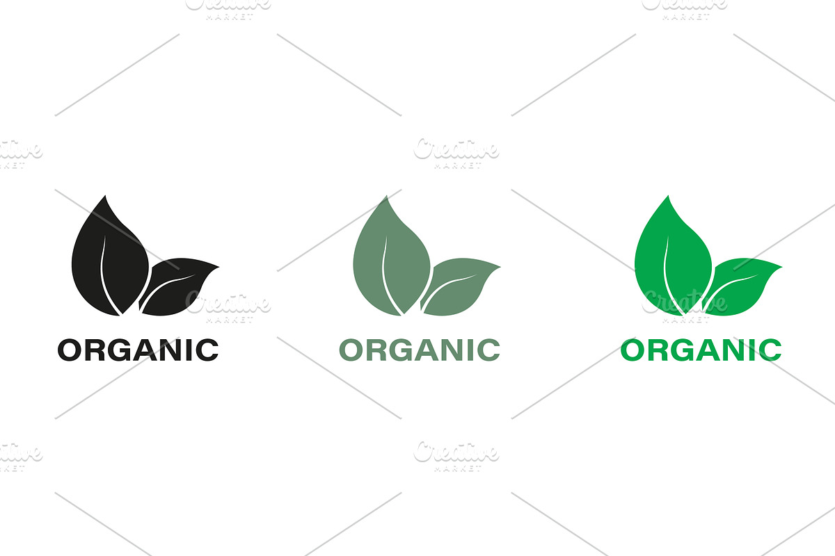 Organic Product Green and Black Icon, a Food Illustration by Vector Creator