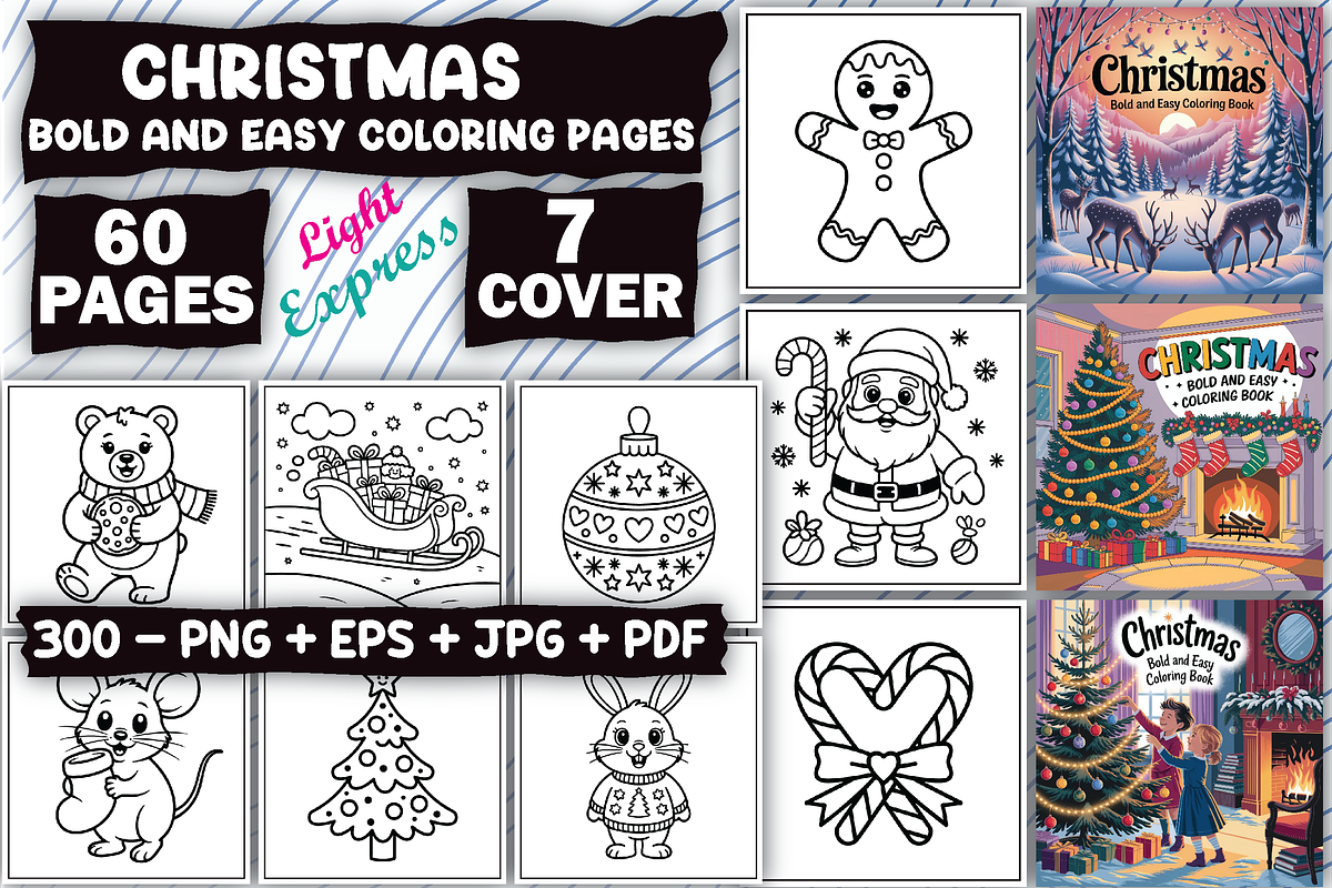 Christmas Coloring Pages Description, an Illustration by LightExpress (Photo 1 of 5)