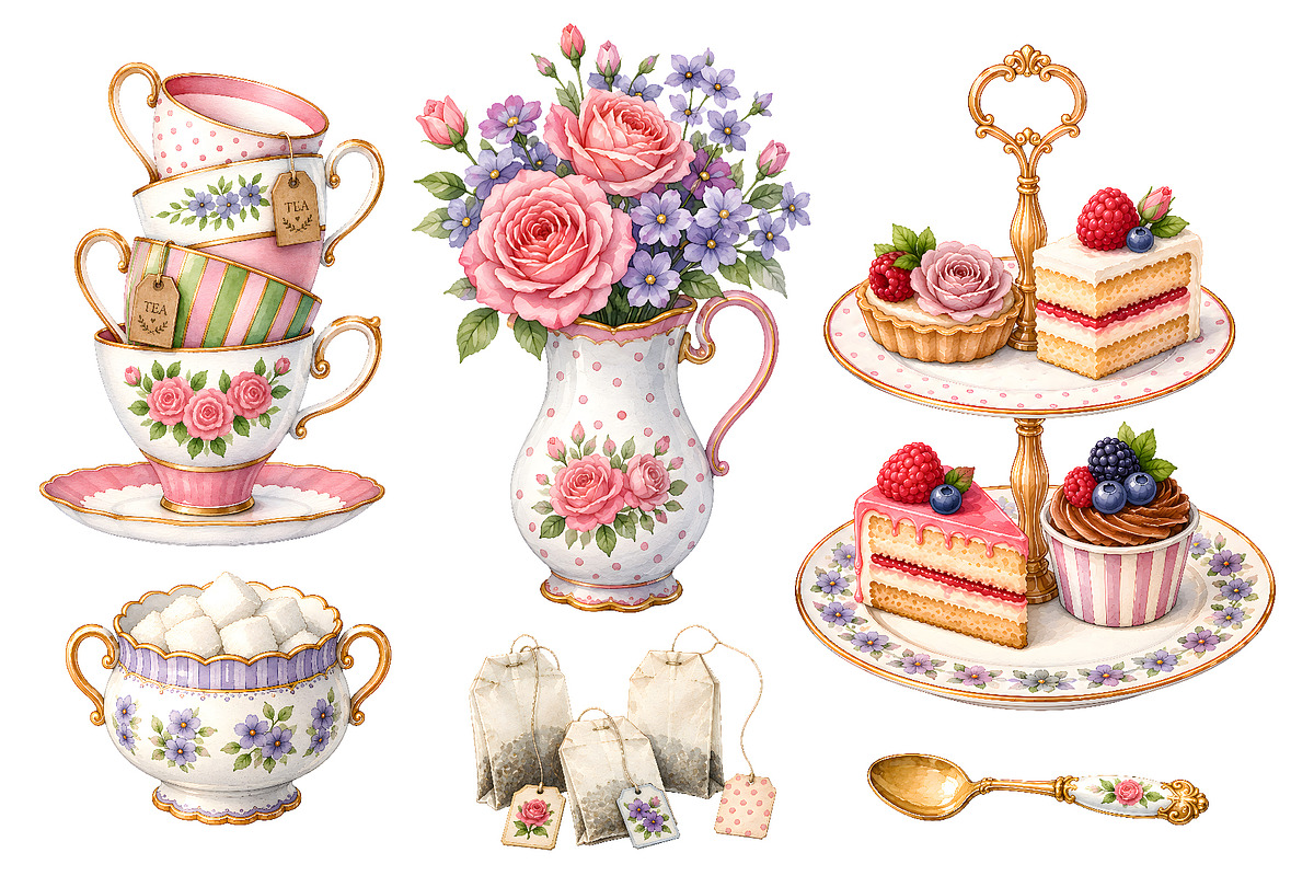 Vintage Tea Collection, an Object Illustration by Iryna Denysova (Photo 2 of 7)
