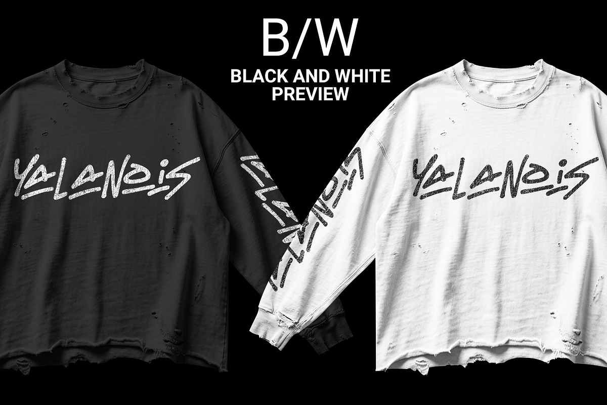 Vintage distressed longsleeve mockup, a Shirt Mockup by yalanois (Photo 2 of 5)