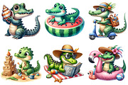 Summer Crocodile Character Clipart, an Illustration by Pixels.Craft (Thumbnail 4 of 9)