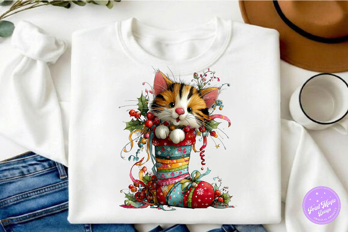 Cute Holiday Kitty Whimsical PNG, a Seasonal Illustration by fashionaddict (Photo 5 of 6)