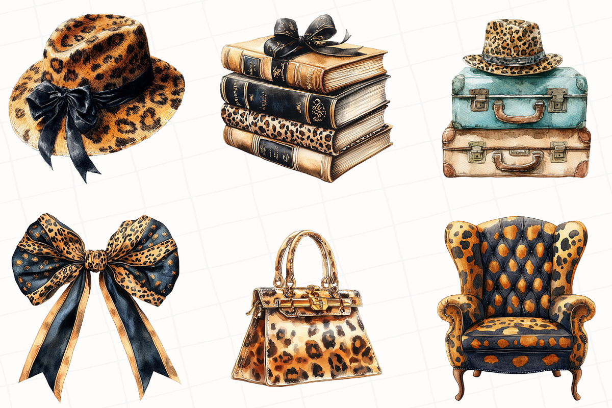 Watercolor Leopard Winter Clipart, an Illustration by OK Design (Photo 2 of 5)