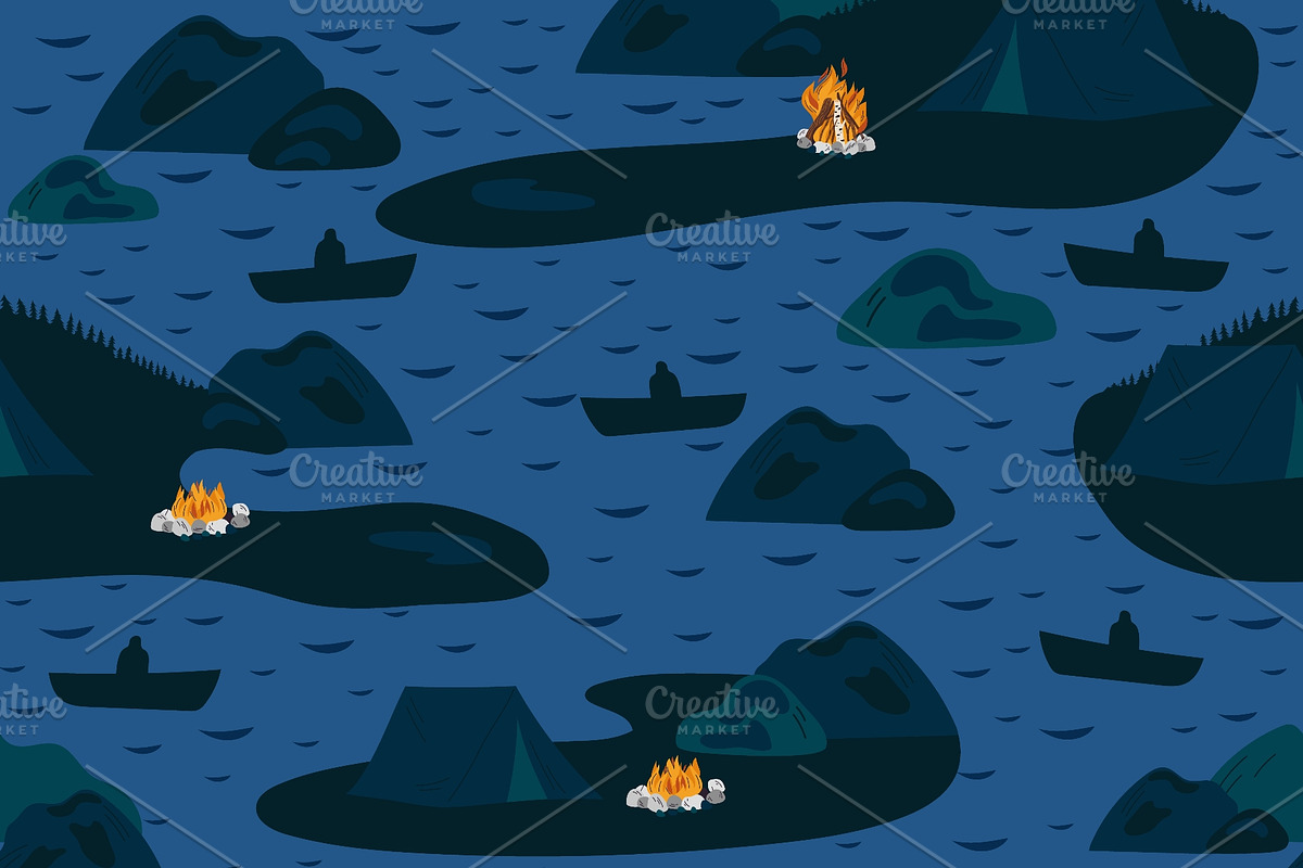 Night river or lake with islands, a Scene 3D Model by Vectorbuum (Photo 3 of 3)