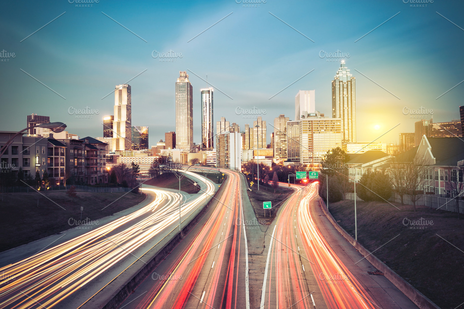 Atlanta sunny morning skyline, an Architecture Photo by khoroshkov
