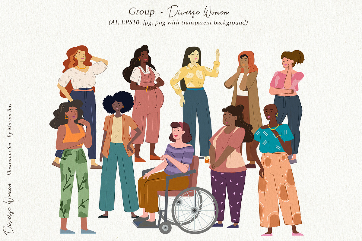 Diverse Women Illustration Pack, a Person Illustration by Motion-Box (Photo 6 of 11)