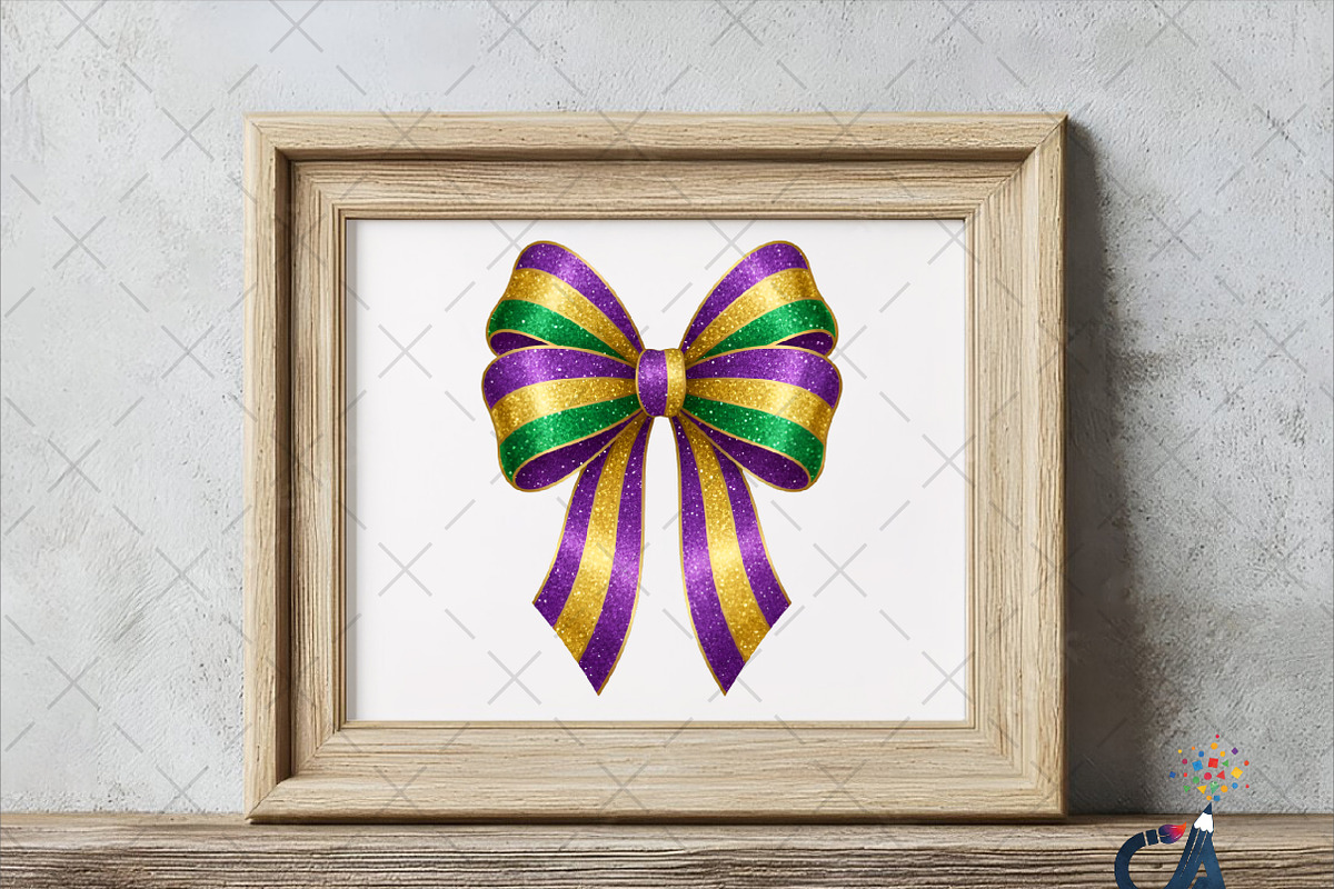 Mardi Gras Bow Sublimation PNG, an Illustration by Creative Art (Photo 4 of 6)
