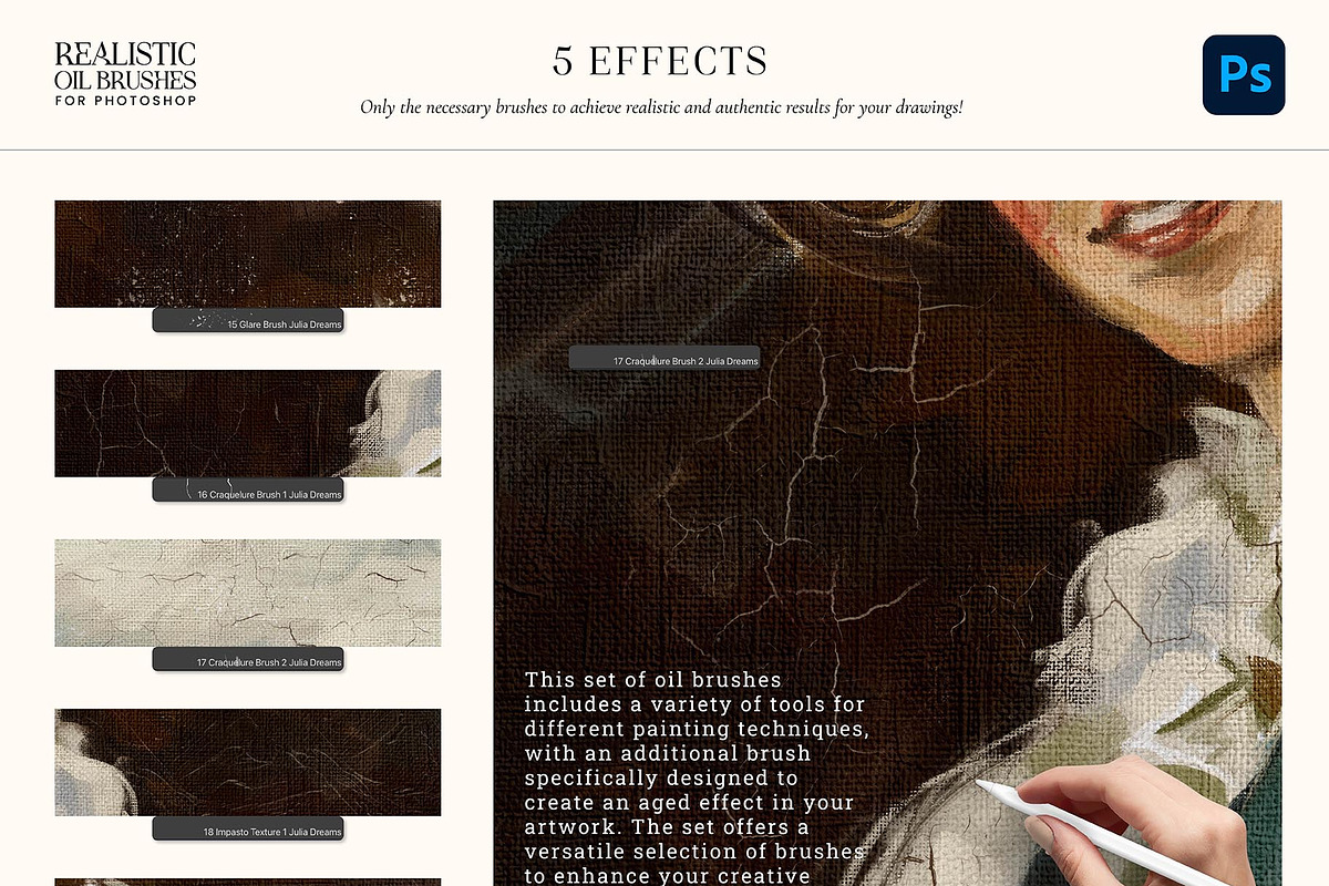 Realistic Oil Brushes Photoshop, a Brush Add-On by Julia Dreams (Photo 4 of 8)