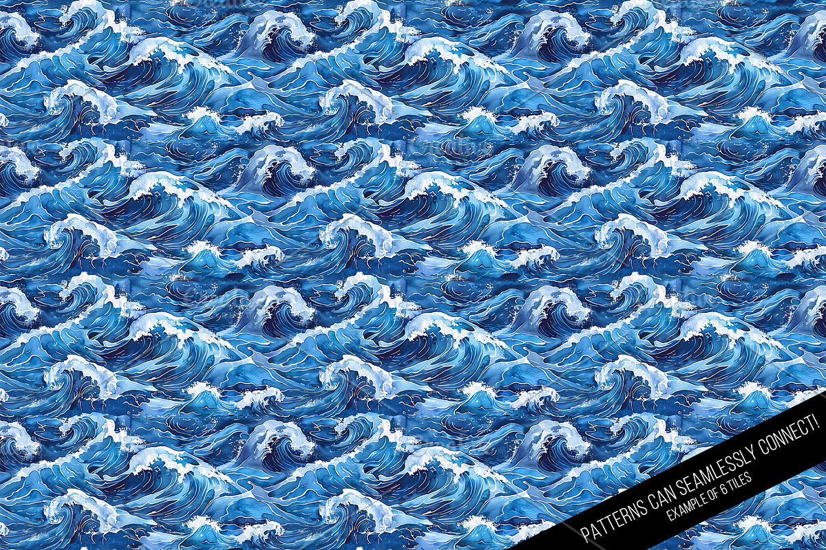 Watercolor Waves Digital Paper, a Pattern Graphic by Chromolume Studio (Photo 27 of 28)