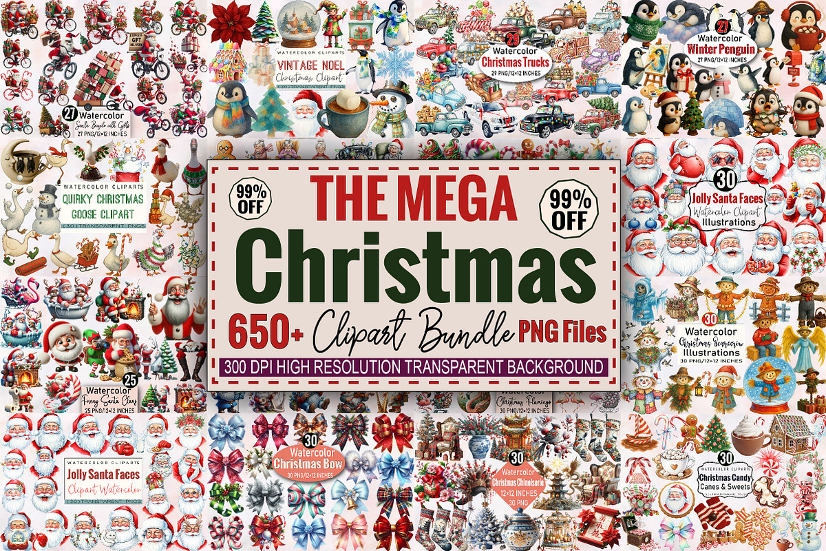 The Mega Christmas Clipart Bundle., an Illustration by SVGArt