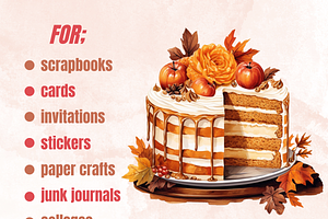 Watercolor Fall Dessert Clipart