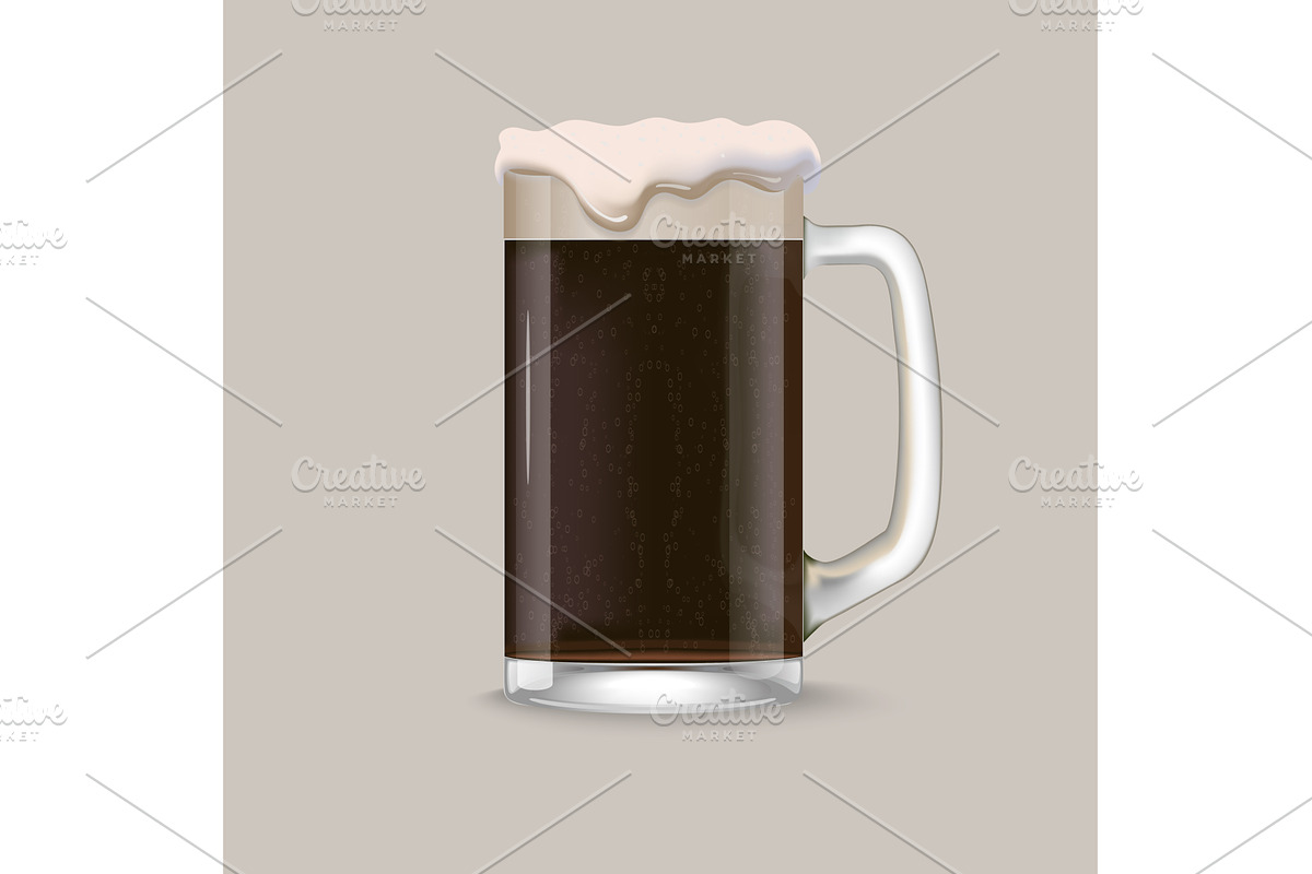 Glass of dark beer, a Food Illustration by piter.goskov