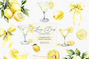 Lemon drop clipart, Watercolor