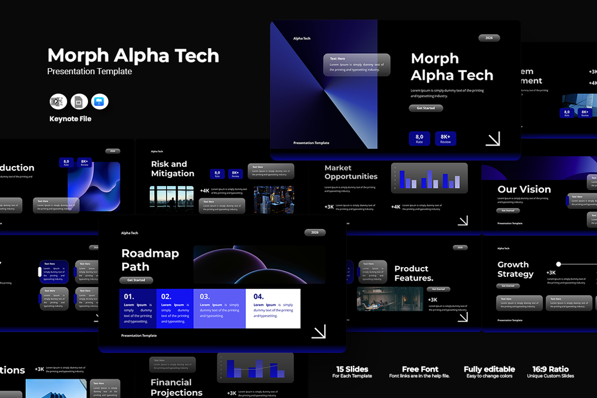 Morph Alpha Tech - Keynote Template, a Presentation Template by QR Design Studio (Photo 1 of 3)