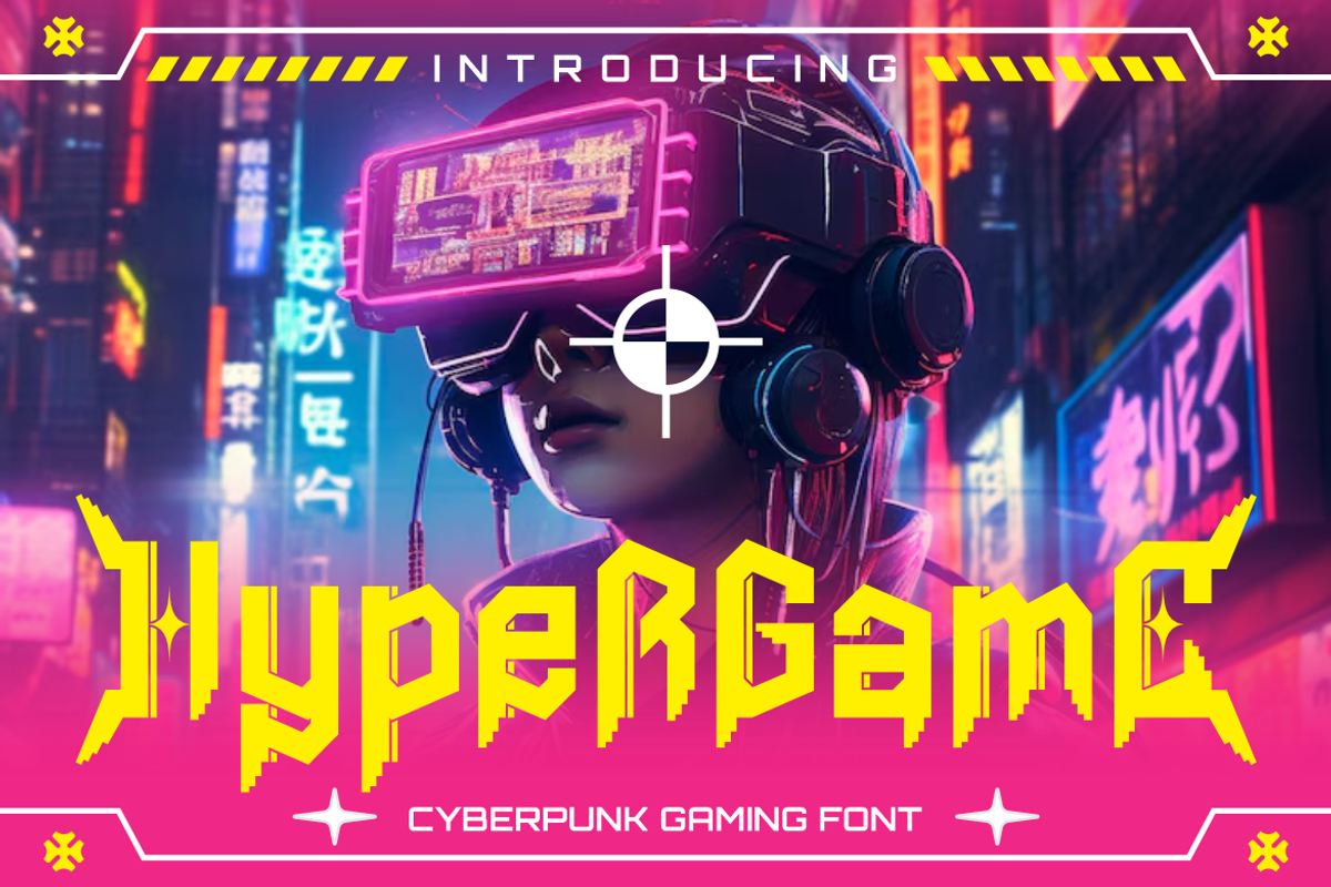 Hypergame Cyberpunk Gaming Font, a Font by PutraCetol Studio (Photo 1 of 5)