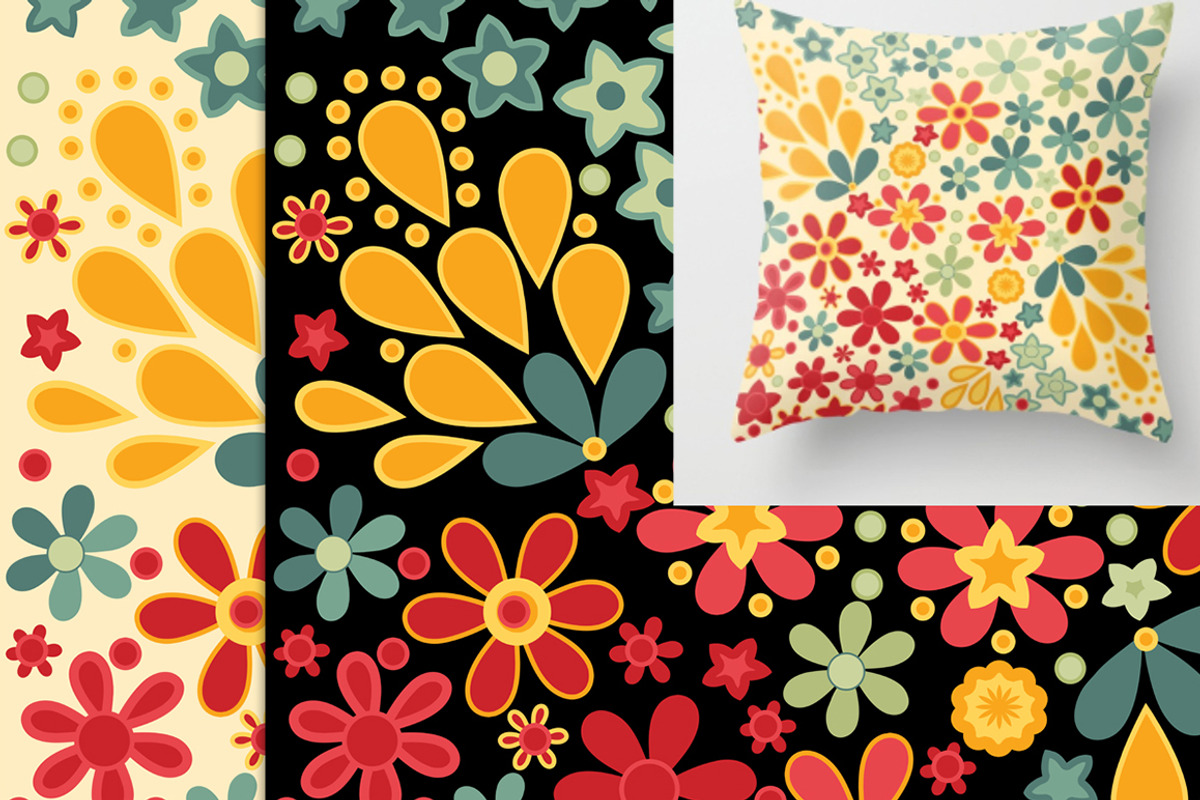 RETRO FLORAL abstract pattern set, a Pattern Graphic by Futurel (Photo 6 of 6)